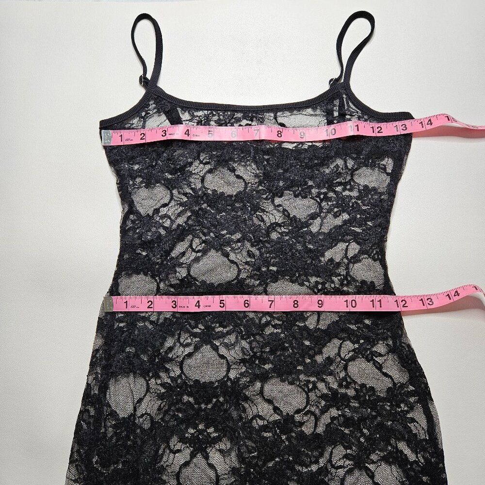 Y2K Whimsigoth Sheer Lace Black Floral Slip Dress, Small, New With Tags - Picture 3 of 8